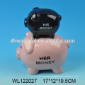 Creative double pigs shaped ceramic money boxes,ceramic money banks